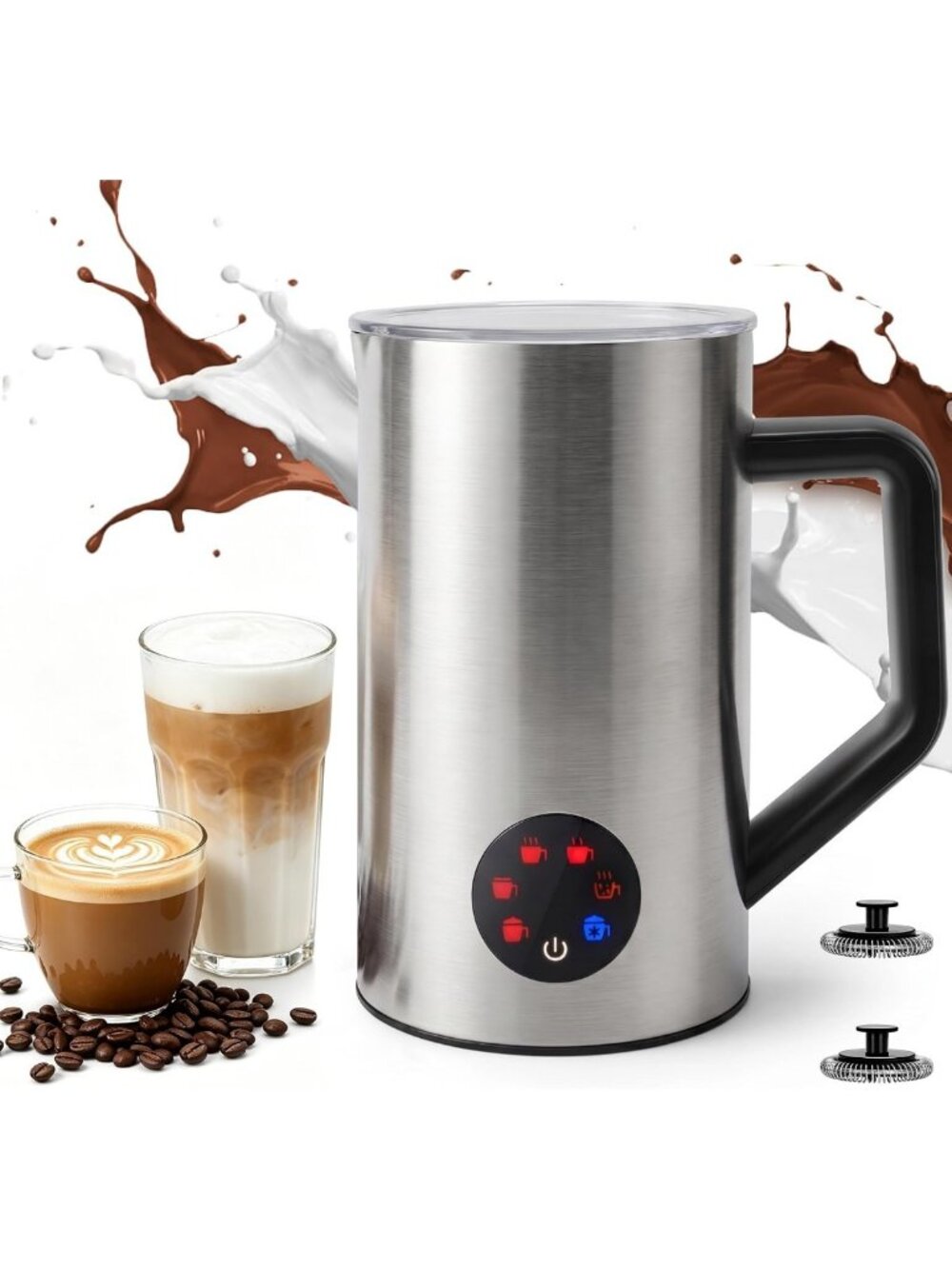6-in-1 Electric Milk Frother & Steamer - 20oz Hot & Cold Foam Maker for Lattes